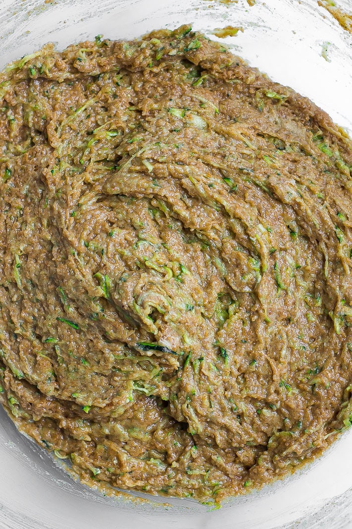 zucchini muffin batter in a bowl