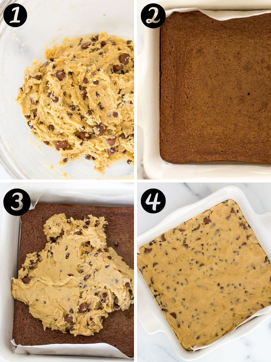 step-by-step photos of cookie dough brownies