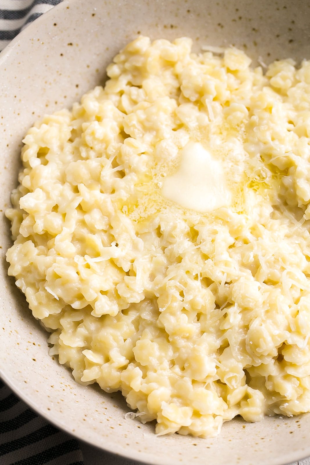 Close up of Pastinna with melted butter on top.